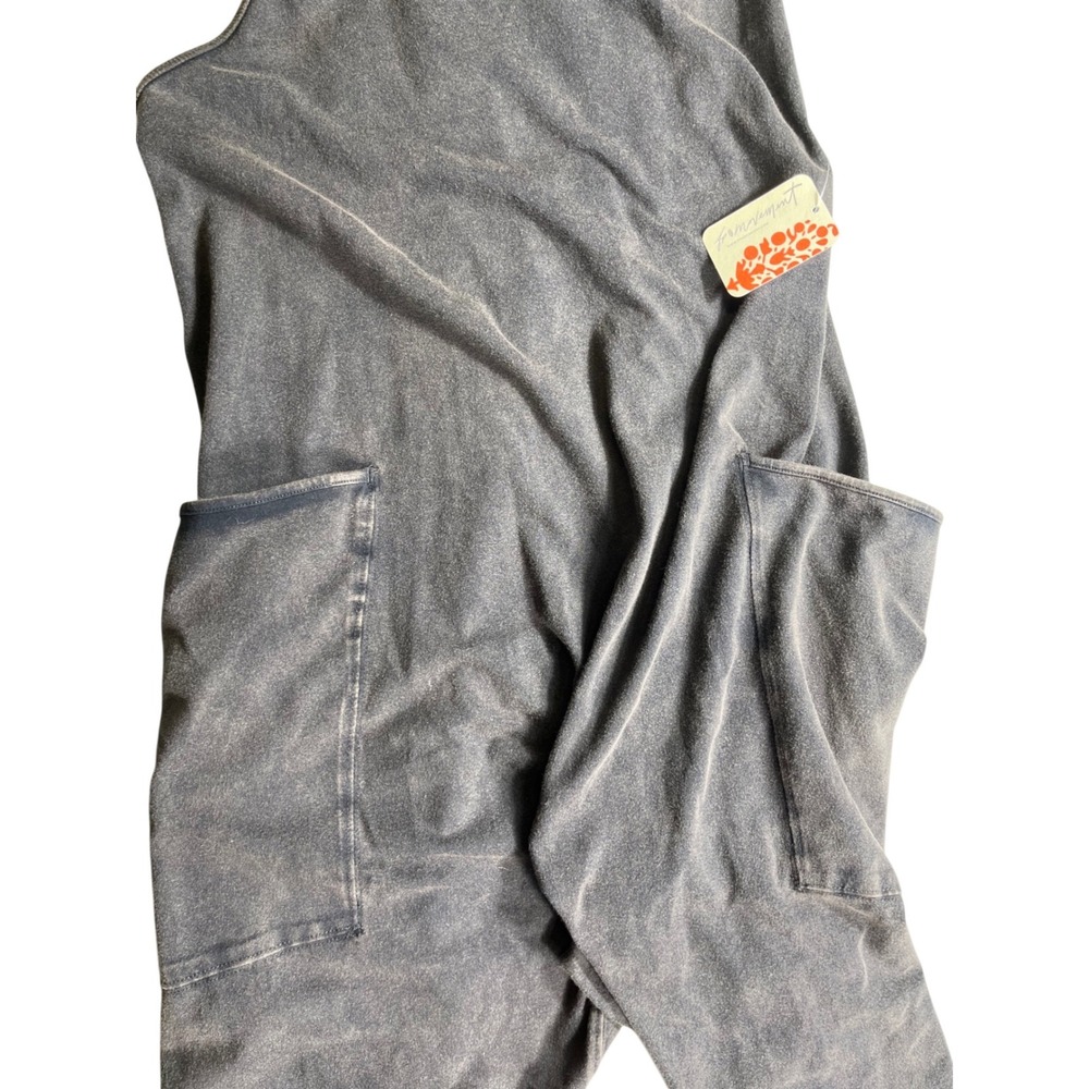 NWT Free People Movement XS Gray Mineral Wash Jumpsuit Wide Leg Lounge Romper - Picture 3 of 5